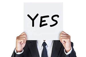 Sign reading "yes"